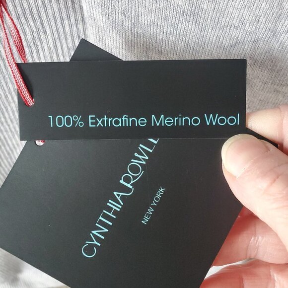 CYNTHIA ROWLEY GREY 100% EXTRAFINE MERINO WOOL . PULLOVER SWEATER SZ XL NWT. - Picture 3 of 6